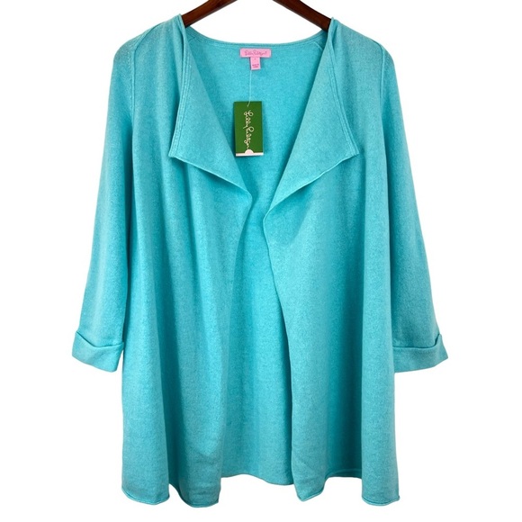 Lilly Pulitzer Oleander Cashmere Cardigan Sweater in Heathered Shorely B… - Picture 1 of 9